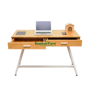 BB002a <b>Simple</b> Design Office <b>Desk</b> with Bookshelf Durable Laminated Bamboo Wood 120x60x75 (cm) with Storage Feature - Product Image 2