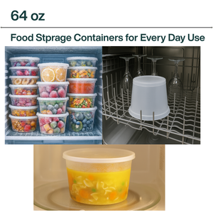 ProTakeOut 64 oz Heavy-Duty PP Deli Containers with Lids 100 <b>Sets</b> <b>Microwave</b> & Freezer Safe Durable Leak-Resistant - Product Image 5