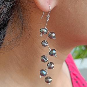 925 Sterling <b>Silver</b> <b>Dangle</b> <b>Earrings</b> Freshwater Peacock Black Pearl Handmade Boho June Birthstone Jewelry Pearl <b>Earrings</b> for - Product Image 3