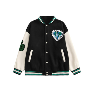 Chaqueta Bomber de lana Unisex de primera calidad para hombre, a la moda estilo universitario, logotipo personalizado, cremallera transpirable, soporte fino con capucha Letterman - Product Image 2