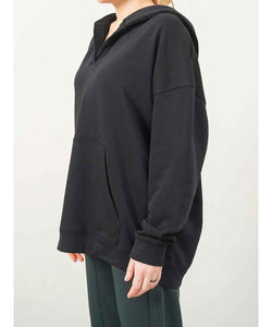 Sweat à capuche ample en molleton mélangé de coton avec logo sur le devant pour femme, prêt pour l'hiver, idéal pour le sport et la vente en gros - Product Image 2