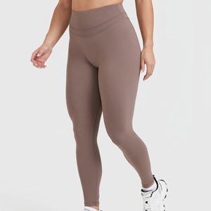 2026 High Waist <b>Brown</b>-Color Plain-Legging For <b>Women</b> Fitness Wear With Comfortable High Quality <b>Women</b> Leggings - Product Image 3
