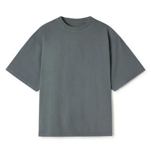 Camiseta gris hierro para hombre 300 GSM calidad Premium lujo peso pesado hombros caídos de gran tamaño transpirable manga derecha personalizada - Product Image 1