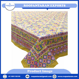 Nuevos productos Indian Factory Outlets Passion Flower Bloque de mano Impreso Algodón Puro Comedor Manteles de boda a precio barato - Product Image 4