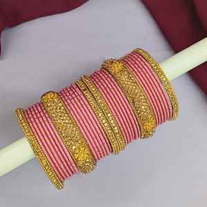 Ensemble de bracelets indiens Rhinestone CZ Crystal Wedding Bridal Metal Bangle Bracelets Jewelry (Set of 34) - Product Image 3