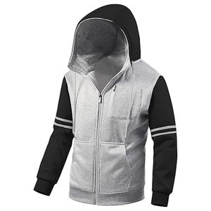 เสื้อมีฮู้ดผ้าฟลีซแบบรูดซิปสำหรับผู้ชายเสื้อฮู้ดแบบรูดซิปเต็มตัวแฟชั่นพอดีกับกระเป๋าและสายรัด - Product Image 5