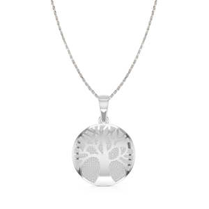 NOVAMART Fine Rhodium-Plated Trendy <b>Tree</b> of Life Pendant <b>Necklace</b> with Zircon and Diamond Accents Wholesale Export - Product Image 1