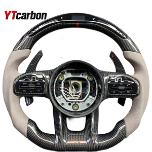 Volant en cuir et fibre de carbone rouge YTcarbon pour G-Class G Wagon A45 <span class=keywords><strong>AMG</strong></span> <span class=keywords><strong>AMG</strong></span> GT <span class=keywords><strong>63</strong></span> G63 <span class=keywords><strong>AMG</strong></span> G500 G550 W202 W202 - Product Image 5