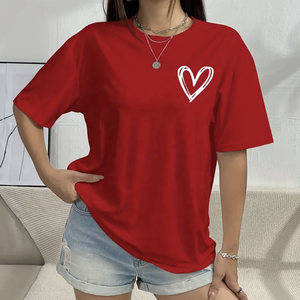 T-shirt pour femme à épaules tombantes, streetwear, coton uni, respirant, imprimé, surdimensionné, décontracté, tendance, hauts pour femmes - Product Image 1