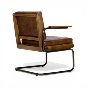 Fauteuil lounge en cuir industriel |   Fauteuil cantilever vintage de style mid-century modern pour hôtels, villas et salons |   Siège individuel - Product Image 3