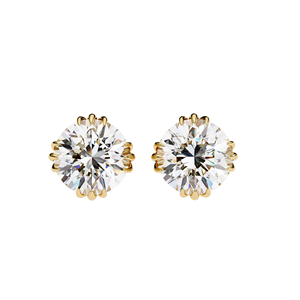 Boucles d'oreilles clous en diamant de laboratoire 3 carats, solitaires de 1,50 carat chacun, en or 10K, 14K, 18K ou argent 925, design couronne florale à griffes, classiques - Product Image 3