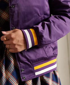 Chaqueta universitaria Vintage Letterman con logotipo personalizado para mujer, chaqueta universitaria recortada, chaquetas bomber cortas para mujer de escuela secundaria - Product Image 6