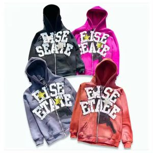 เสื้อฮู้ดผ้าคอตตอนมีซิปรูดสำหรับผู้ชายเสื้อมีฮู้ดแนวสตรีทแวร์ผ้าคอตตอน100% ออกแบบได้ตามต้องการ400 GSM - Product Image 1