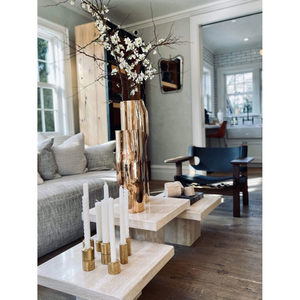 Portavelas chapado en oro de diseño Simple, soporte de luz de té de latón de forma redonda para vajilla de interior, regalo de Navidad perfecto - Product Image 3