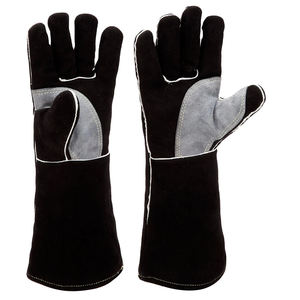 Guantes de soldadura negros de cuero Industrial manos seguridad para hombres soldador de cuero guante de trabajo mecánico personalizado guantes anticalor - Product Image 1