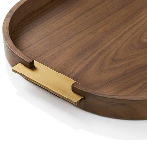 Bandeja de madera de lujo para almacenamiento y servicio con elegantes asas laterales de latón, acabado liso, para cocina, comedor, mesa de café, decoración del hogar. - Product Image 2