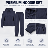 Ensemble survêtement homme personnalisé : sweat à capuche et pantalon de jogging bleu marine – Fabricant OEM/ODM, fournisseur en gros pour marques