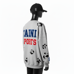 <b>Women</b> Premium <b>Fleece</b> Sweatshirt Cotton Polyester <b>Grey</b> Color Embroidered Custom Logo Puff Chenille <b>Women</b> breathable Sweatshirts - Product Image 5