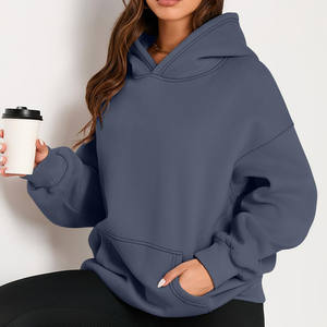 2025 Otoño e Invierno empalme Color Streetwear letra impresa suelta de gran tamaño Casual pulóver básico moda Sudadera con capucha para mujer - Product Image 5