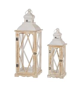 Linterna de madera hecha a mano de diseño atractivo en conjunto de 2 tamaños Venta caliente Decoración clásica para el hogar Uso Linterna de madera a precio al por mayor - Product Image 3