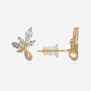 Trendy Gold-Plated Zinc Alloy Stud Earrings Marquise Cut Zircon Butterfly Shape for Weddings Parties Engagements Gifts-189707 - Product Image 4