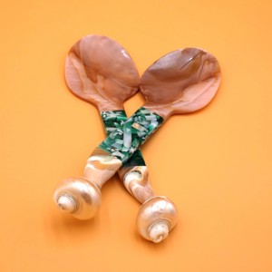 Ensemble de service en nacre verte de luxe, décoration de table, vaisselle, cuillère à salade en nacre faite à la main pour restaurant, maison, cuisine - Product Image 2