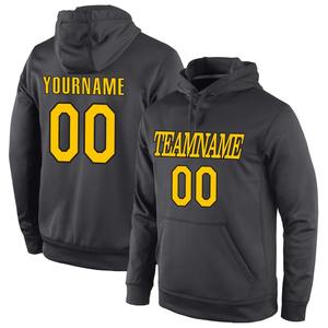 Wholesale & Dropship Custom Stitched Anthracite Gold-<b>Black</b> Sports Pullover Sweatshirt <b>Hoodie</b> - Product Image 1
