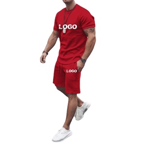 Ensemble t-shirt et short blanc surdimensionné de haute qualité, personnalisable avec logo, pour homme, 2 pièces, été - Product Image 1