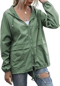 Veste coupe-vent légère, imperméable et réglable avec capuche et poches - Product Image 5