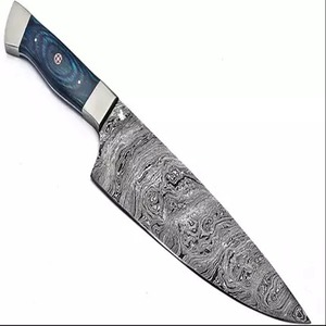 Couteau de chef fait à la main en acier Damas avec lame tranchante et manche en bois de Pakka pour un usage quotidien dans la cuisine - Product Image 4