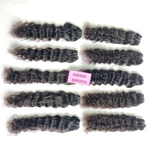 Extensions de cheveux 100% naturels noirs pour femmes, cheveux humains vierges indiens Remy, ondulations profondes lâches, ondulations naturelles, double trame machine - Product Image 1