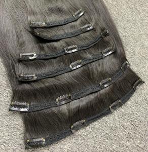 1B 100% Extensions de cheveux crus vietnamiens naturels vierges Extensions de cheveux humains droits de couleur naturelle à clipser - Product Image 4