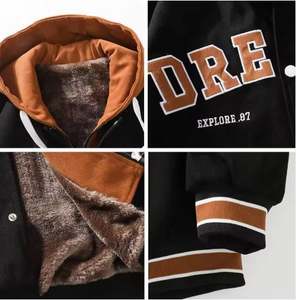Casual Hombres al aire libre Suelto con capucha Varsity Bordado Letterman Chaquetas - Product Image 6