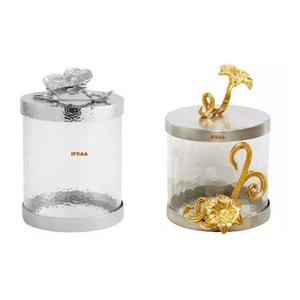 Nuevos tarros grandes de lujo para comida con tapa elegante, cubierta clásica de Metal para almacenamiento de condimentos de boda y especias - Product Image 2