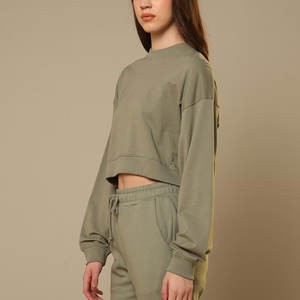 Sudaderas de mujer de diseño impreso de Color sólido hechas a medida, sudaderas de mujer de nuevo diseño de calidad premium mezcladas de algodón transpirable - Product Image 2