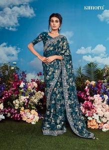 Venta al por mayor de saris con bordes bordados de diseñador de colección, tela elegante intrincada para ropa India paquistaní disponible a precios bajos - Product Image 5