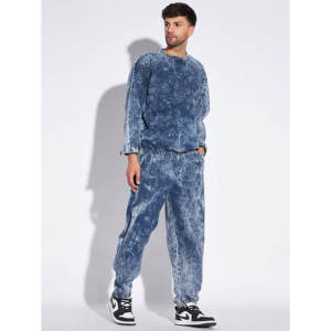 Acid Wash Sweat Suits Cotton Applique <b>Embroidery</b> Patch Flared Full Tracksuits Hoodies and Sweatpants <b>Sets</b> for Unisex - Product Image 3