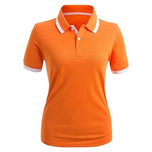 <b>Orange</b> Color With White Trim Women's Clothing <b>Polo</b> Shirts Cotton Material Breathable - Product Image 1