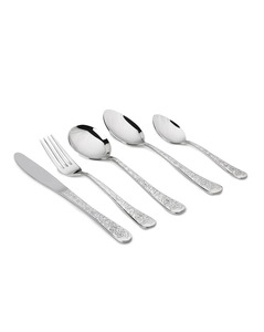 Ensemble de vaisselle en acier inoxydable argenté brillant avec fourchette cuillère couteau conçu pour les fêtes de restaurants à usage domestique - Product Image 1