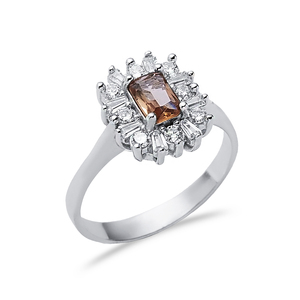 Elegant Design Rectangle Cut Sultanite <b>CZ</b> Stone Cluster <b>Ring</b> 925 Sterling Silver <b>Ring</b> Wholesale Turkish Jewelry - Product Image 3