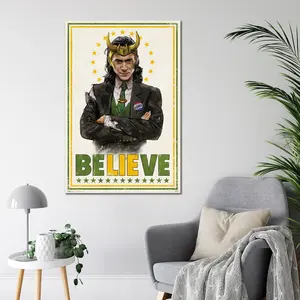 Affiche Loki de Tom Hiddleston, design moderne, art mural sur toile, concept 'Believe' - Product Image 1