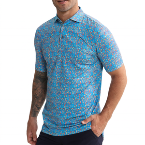 Polo à manches courtes pour homme, bleu, imprimé, décontracté, tissé, respirant, design imprimé numérique - Product Image 3