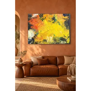 Impression sur toile Fida Yellow Orange avec ébauches de pinceaux épaisses - Product Image 2