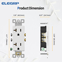 Prise électrique décorative américaine ELEGRP 125V à fort impact, en plastique thermoplastique, homologuée C, 20 ampères, vente directe usine