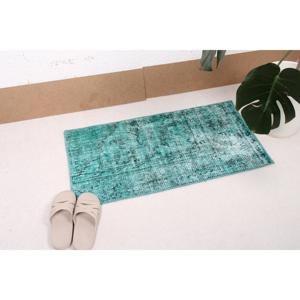 พรมวินเทจขนาด 1.5x2.9 ฟุต พรมตุรกีขนาดเล็ก พรมขนสัตว์ขอบสีน้ำเงิน - Product Image 2