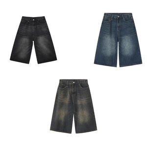 Impression personnalisée de haute qualité délavé à l'acide ourlet brut Denim Patchwork Streetwear Jeans Shorts Fabricant - Product Image 6
