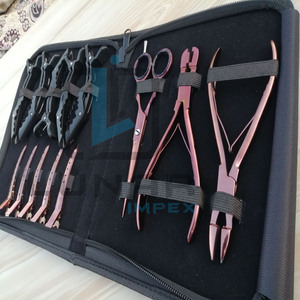 Micro Ring Extensions Professionnel Rose Ombré Rose Or Plasma Extension de Cheveux Outils de Salon Ensemble d'étuis en cuir noir - Product Image 3