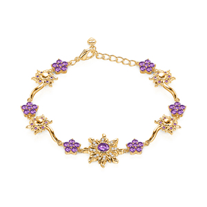 Bracelet à breloques Jeulia en or avec pierre violette et motif tournesol, tendance - Product Image 1