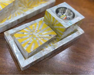 ชุดถาดรองกระดูกแบบฝังพร้อมกล่องเครื่องเผาเครื่องหอมอินเดียชุดไฟชากลิ่นต้นสนงานฝีมือสุดหรู - Product Image 4