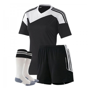 Conjunto de camiseta de fútbol con logotipo de diseño personalizado cómodo de alta calidad, kit de uniforme azul y negro en blanco con pantalones cortos, incluye opciones de tamaño - Product Image 2